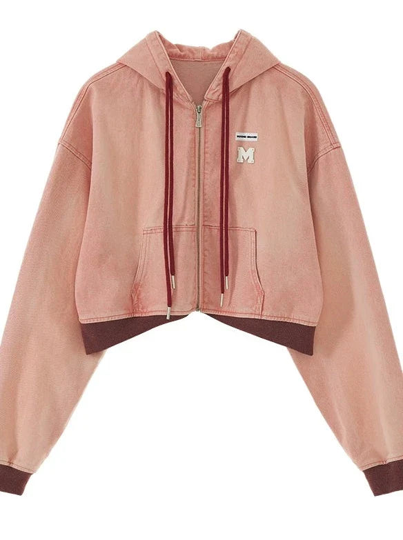 Sweat à capuche zippé Y2K court à capuche décontracté + jupe