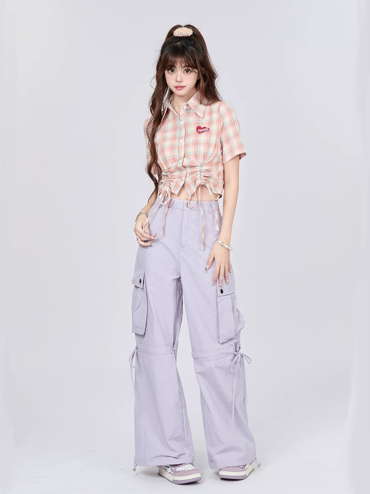 Drawstring Pants Strap Loose Cargo
