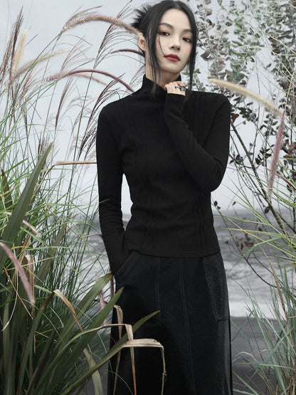 シンプルニット スリムフィット タートルネック