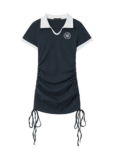 Robe universitaire de style américain avec cordon de serrage et revers