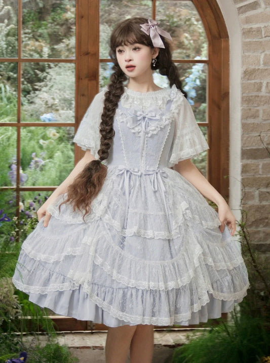 Chiffon Lolita Suspender Top Blue Skirt Girly + Summer