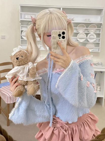 Off-the-shoulder Blue Skirt Pop + Top Cake
