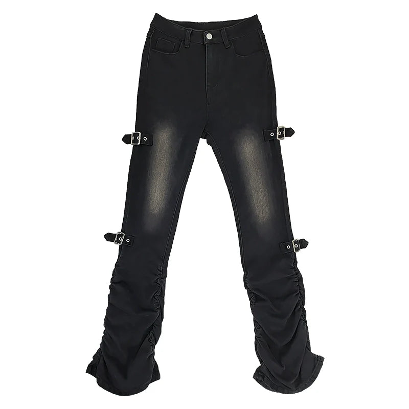 Belt Pants Stretch Pile
