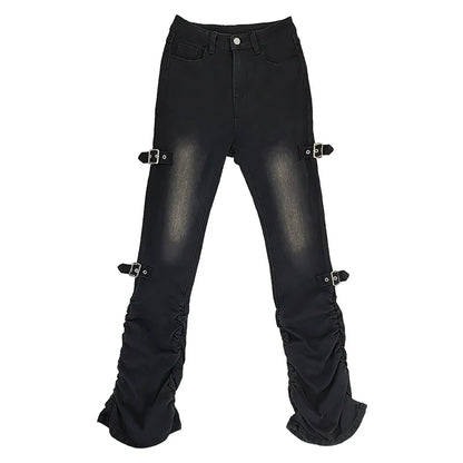 Belt Pants Stretch Pile