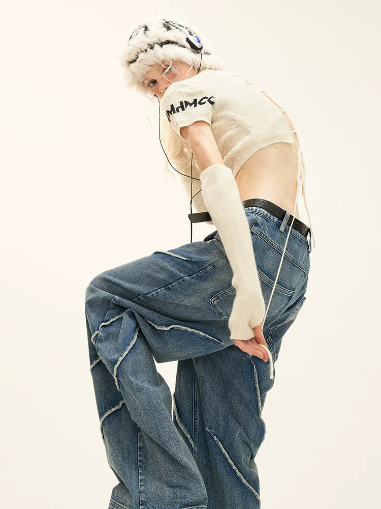 Och Caliper Retro Jeans Button Wash Casual Trendy Pants