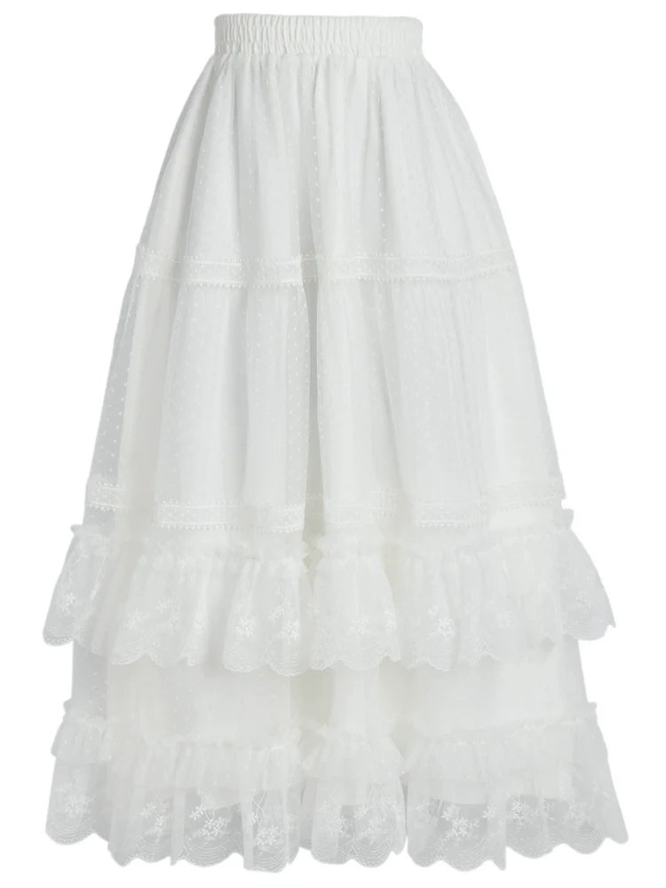 Fairy Style Openwork Knit Cardigan + Camisole Top + Long Cake Skirt