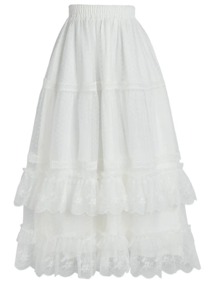 Fairy Style Openwork Knit Cardigan + Camisole Top + Long Cake Skirt