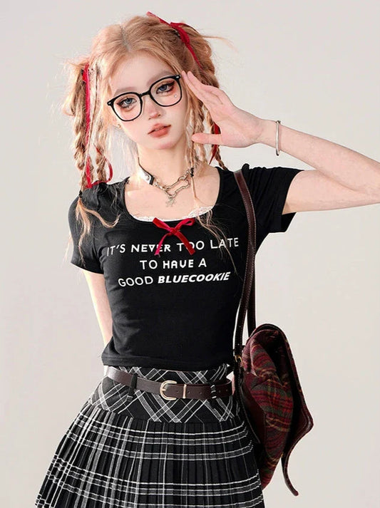 Ribbon Black Generation – Kurzes T-Shirt mit Logo