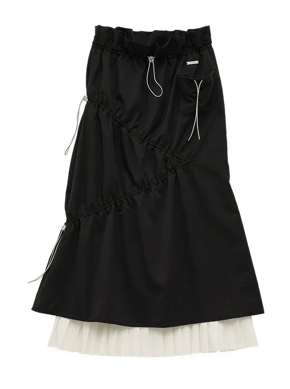Pleated Stitch Fashion Skirt Long