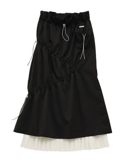 Pleated Stitch Fashion Skirt Long