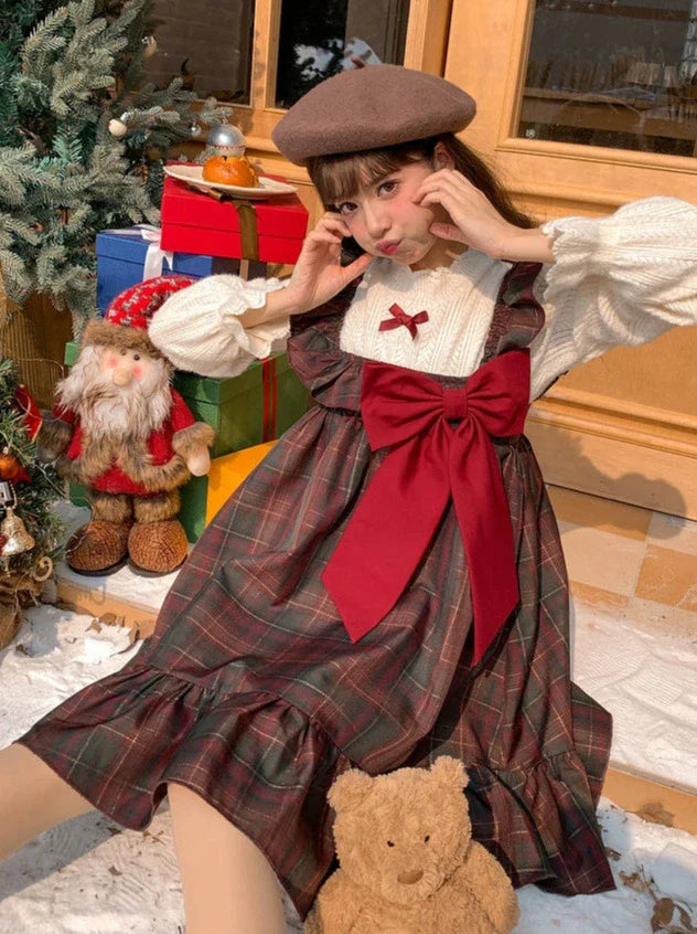 Dress Check Ruffle Big Bow