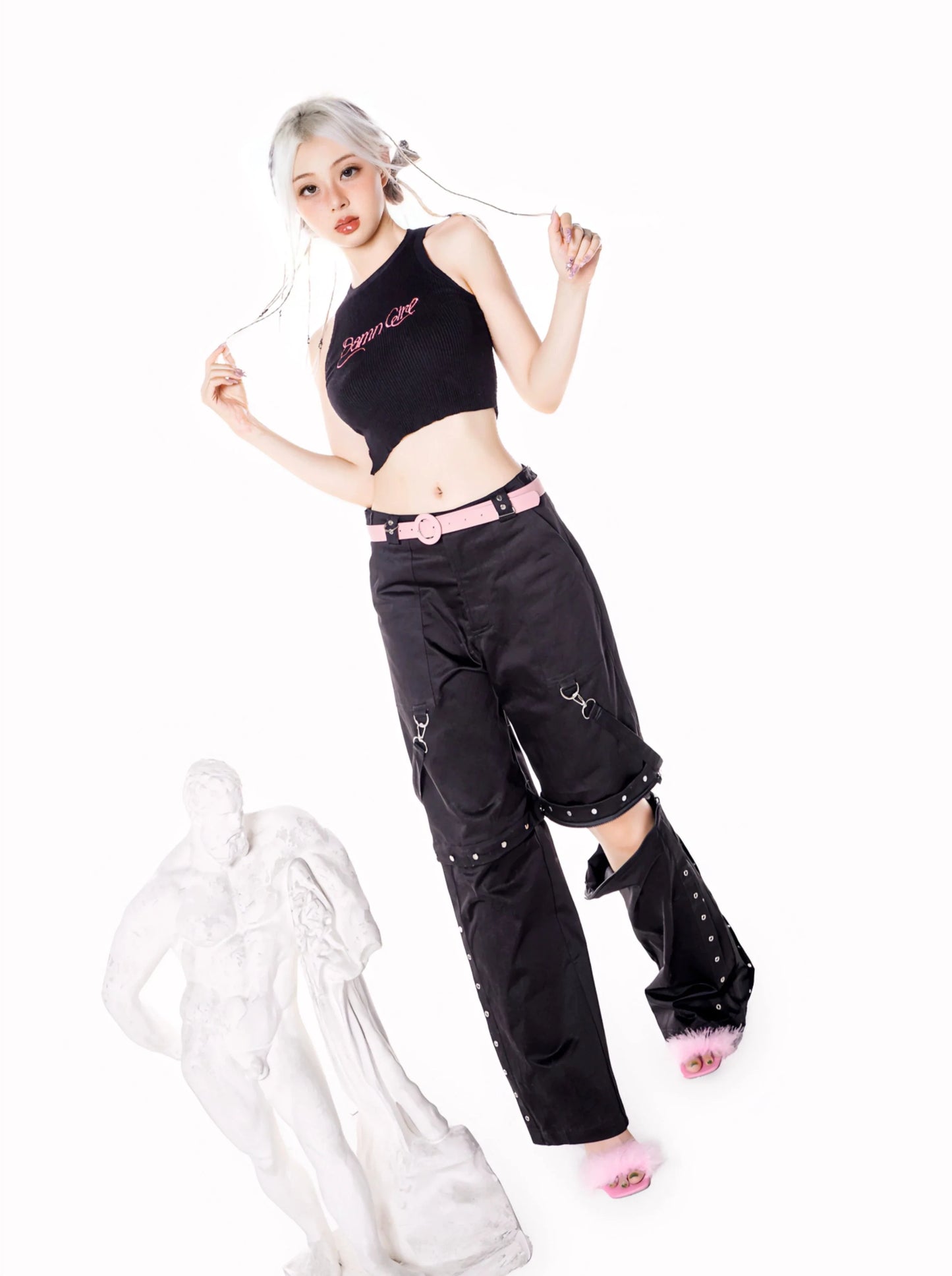 Pink Summer Black Mode Pants