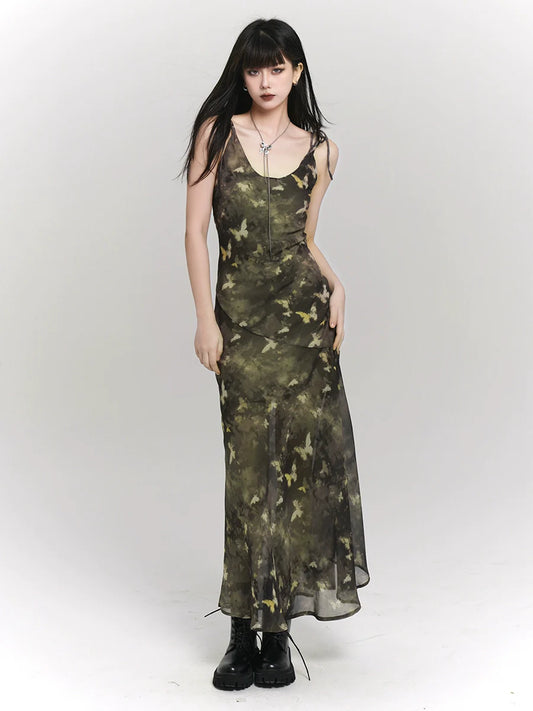 Green Mode Dress Dark Summer Tight