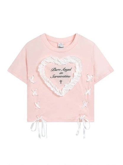 Love Lace-up Sweet T-shirt