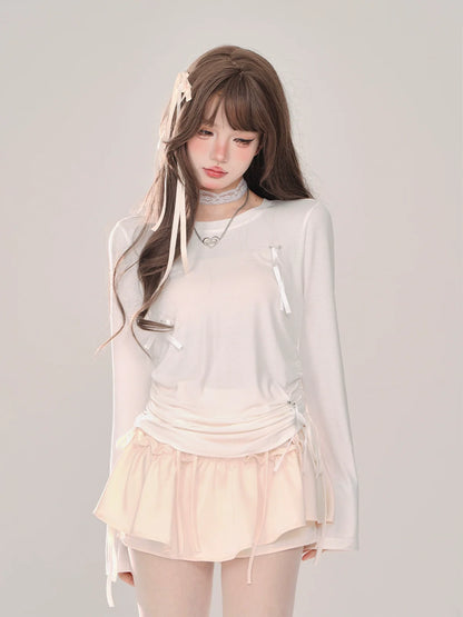 Sweet Long Ribbon Drawstring T
