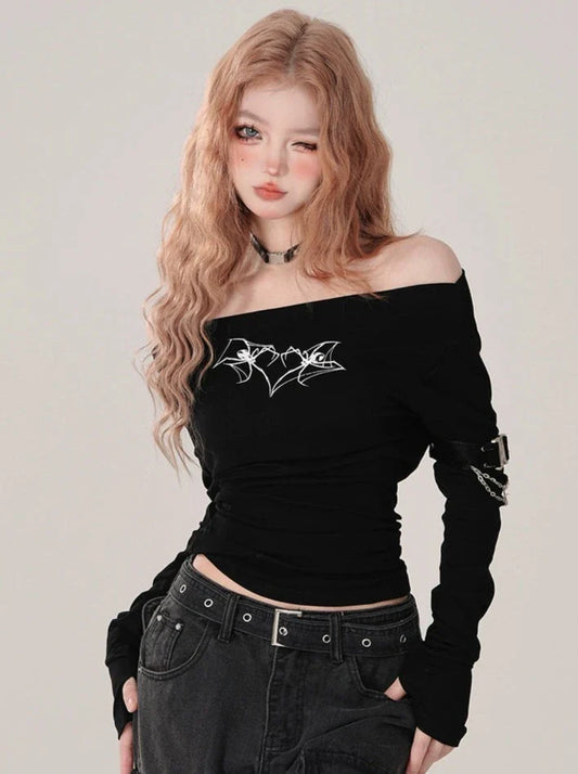 Short Tops Off-the-shoulder Angel Tight