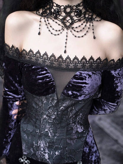 Mermaid Dress Slit One-Shoulder Slim Gothic Luna Velvet