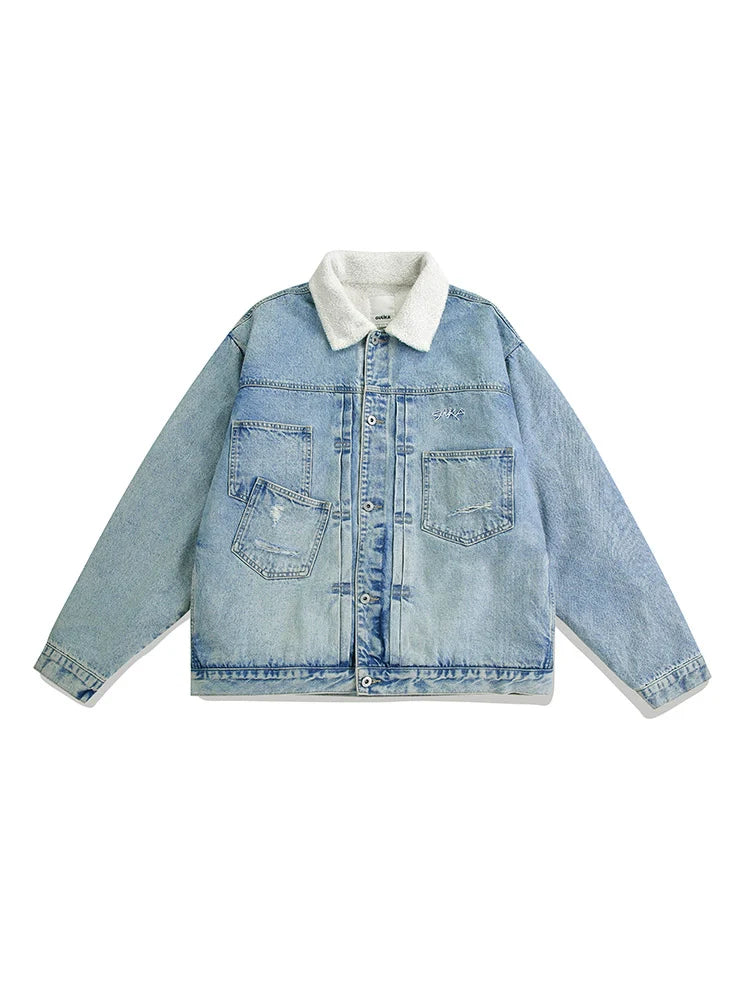 Sherpa-Jacke Denim Blau Hell