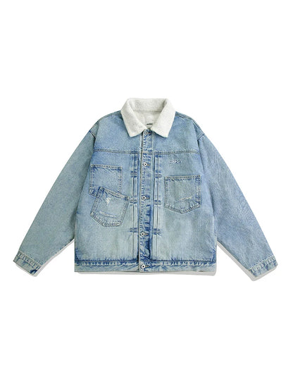 Sherpa-Jacke Denim Blau Hell