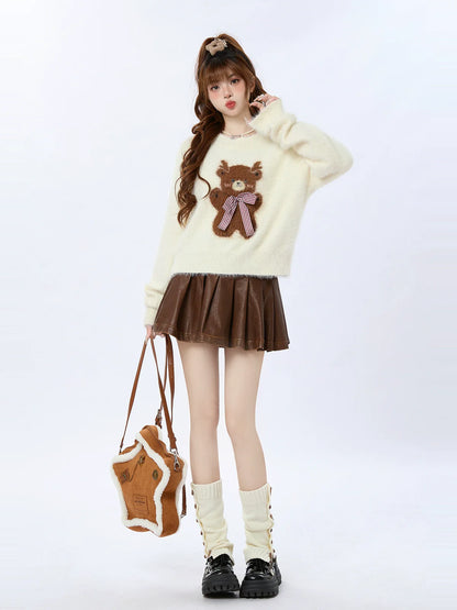 Bear Knit Ribbon Cropped