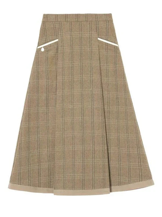 Carreaux rétro + chemisier, veste évasée + jupe fille