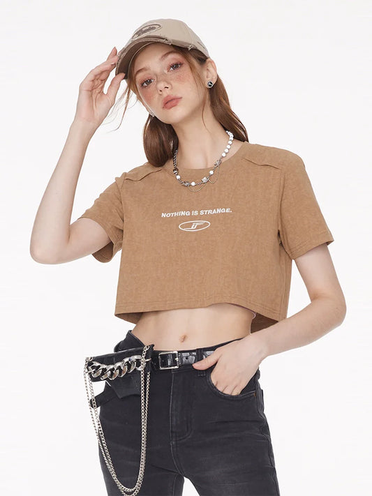 Mode Khaki T-Shirt Batik Rundhals Kurz