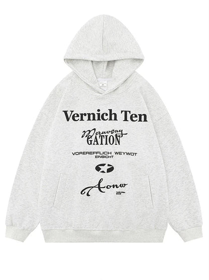 American Retro Print Letter Hoodie