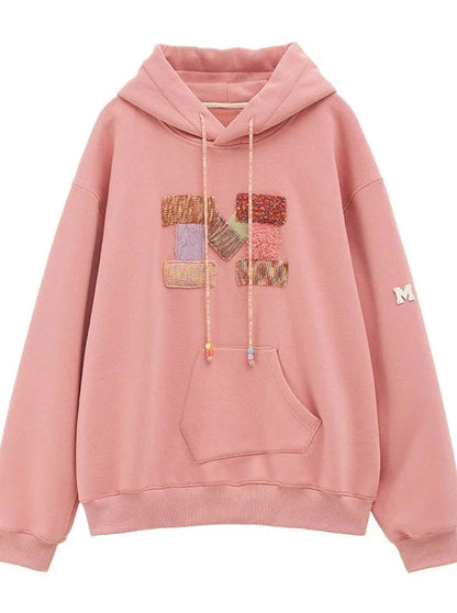 Sweat à capuche ample avec logo en laine
