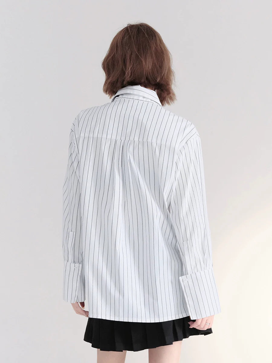 Striped Double Pocket Shirt White