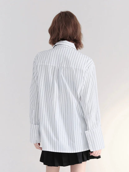 Striped Double Pocket Shirt White