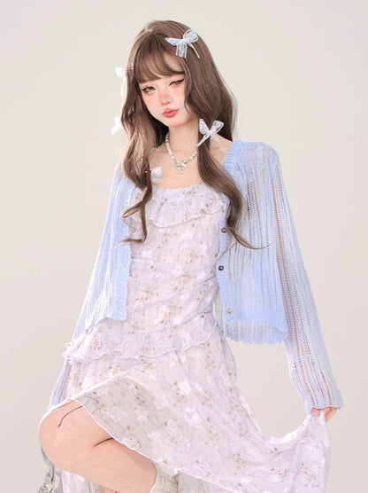 Summer Love Sheer Letter Knit Cardigan