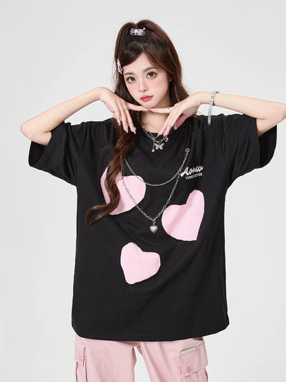 Oversize T-Shirt Loose Chain Love