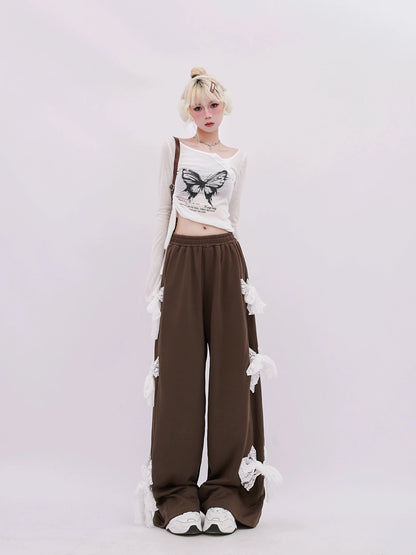 Sweatpants Bow Girly Side Wide