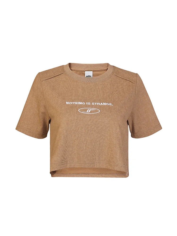 Mode Khaki T-Shirt Batik Round Neck Short