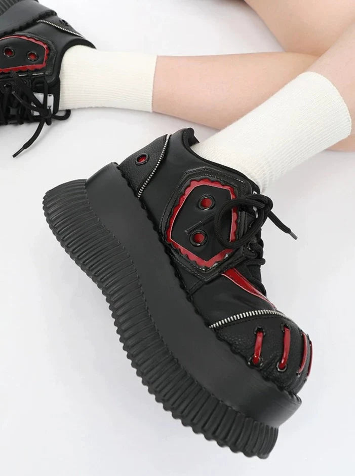 Chaussures Mode Noir Foncé Mine Rouge