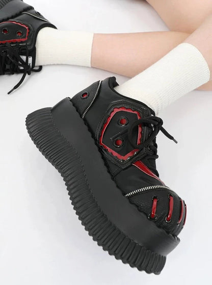 Chaussures Mode Noir Foncé Mine Rouge