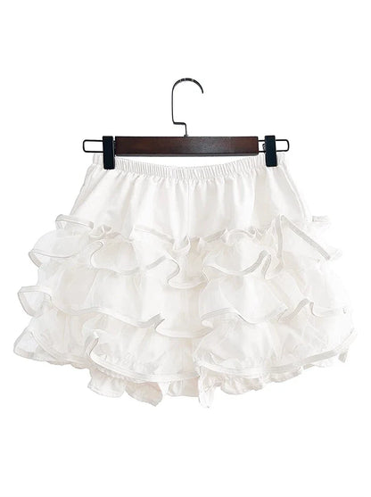 Pants Puff Scottish + Choker Ribbon Puffy Sleeve Cake + Check Dress Red