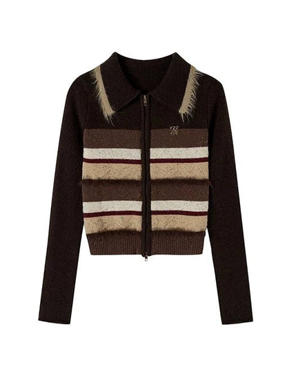 Colorful Striped Knit Cardigan