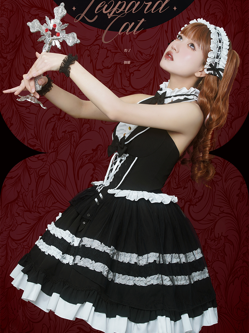 White Elegant Black Magic Dress Doll Antique