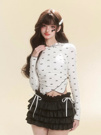 Lace-up Ribbon Slim Bag Top