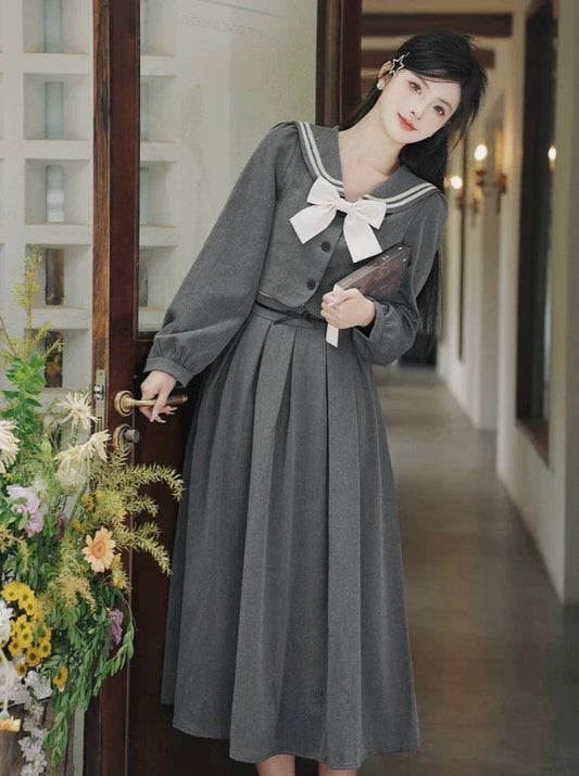 College Skirt Top Retro + Flared Ribbon