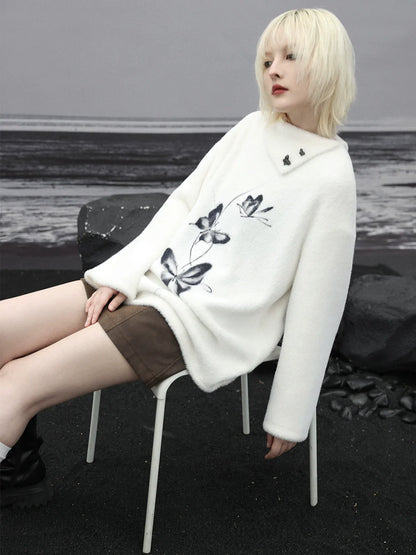 Haut papillon en vison pur blanc