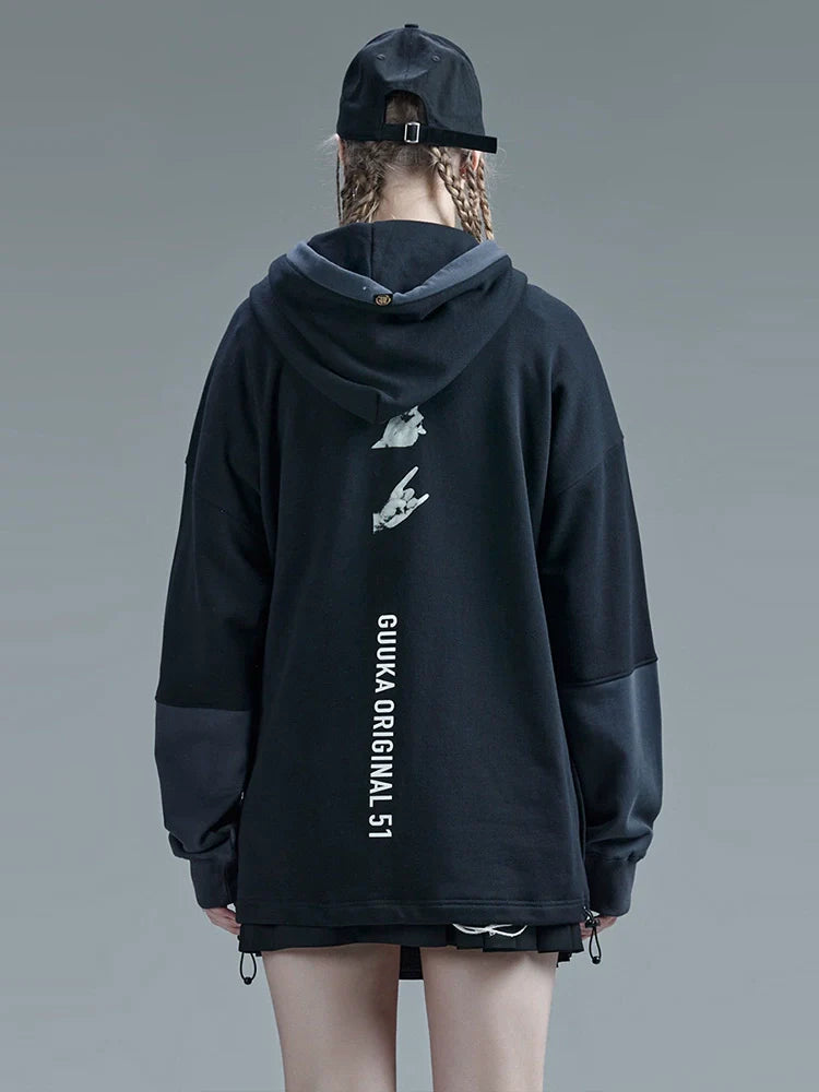 Faux Sweatshirt Stitch Two-piece Contrast Hooded