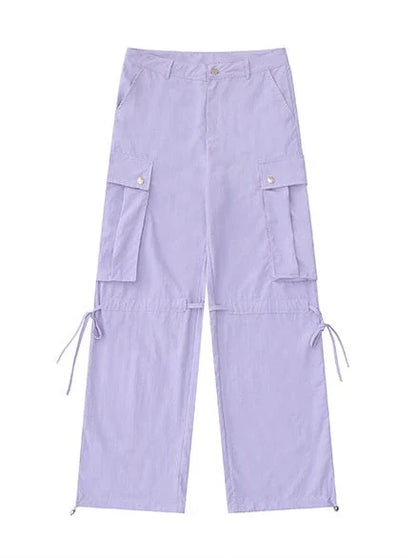 Drawstring Pants Strap Loose Cargo