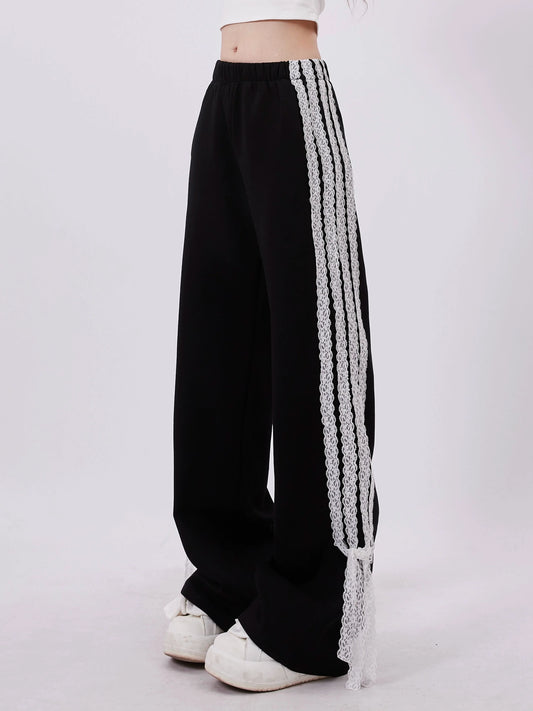 Dark Stripe Casual Side Pants