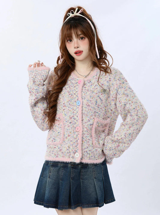 Colorful Knit Short Cardigan Korean