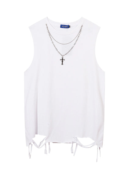Black Top Cross + Street Chain American T-Shirt Tank Loose