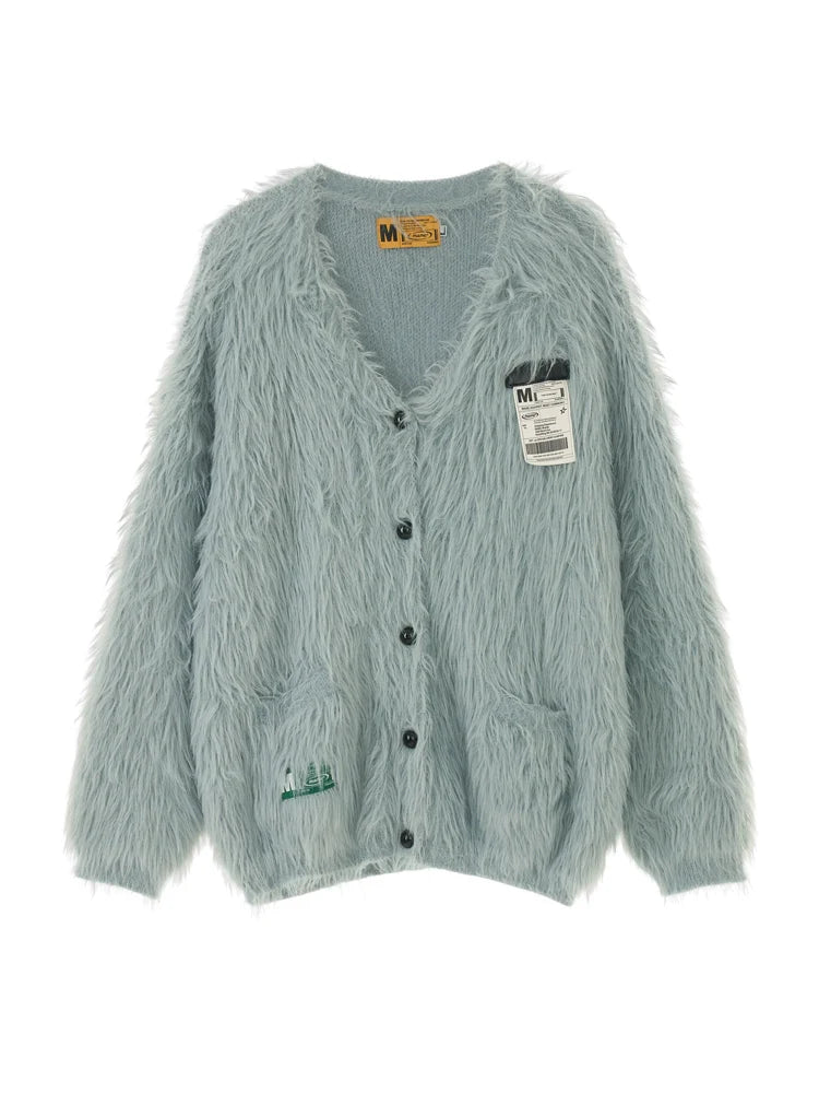 Blue Shaggy Gray Cardigan