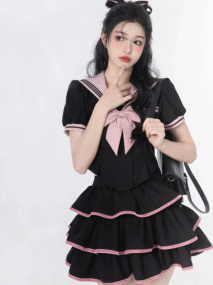 Top Sailor Flared Ribbon Cake + Puffhals + Ärmelrock Taille