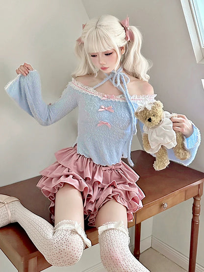 Off-the-shoulder Blue Skirt Pop + Top Cake